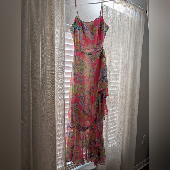 Lilly Pulitzer Dresses & Skirts - Lilly Pulitzer Pink Tropical Floral Wrap Maxi Dress
